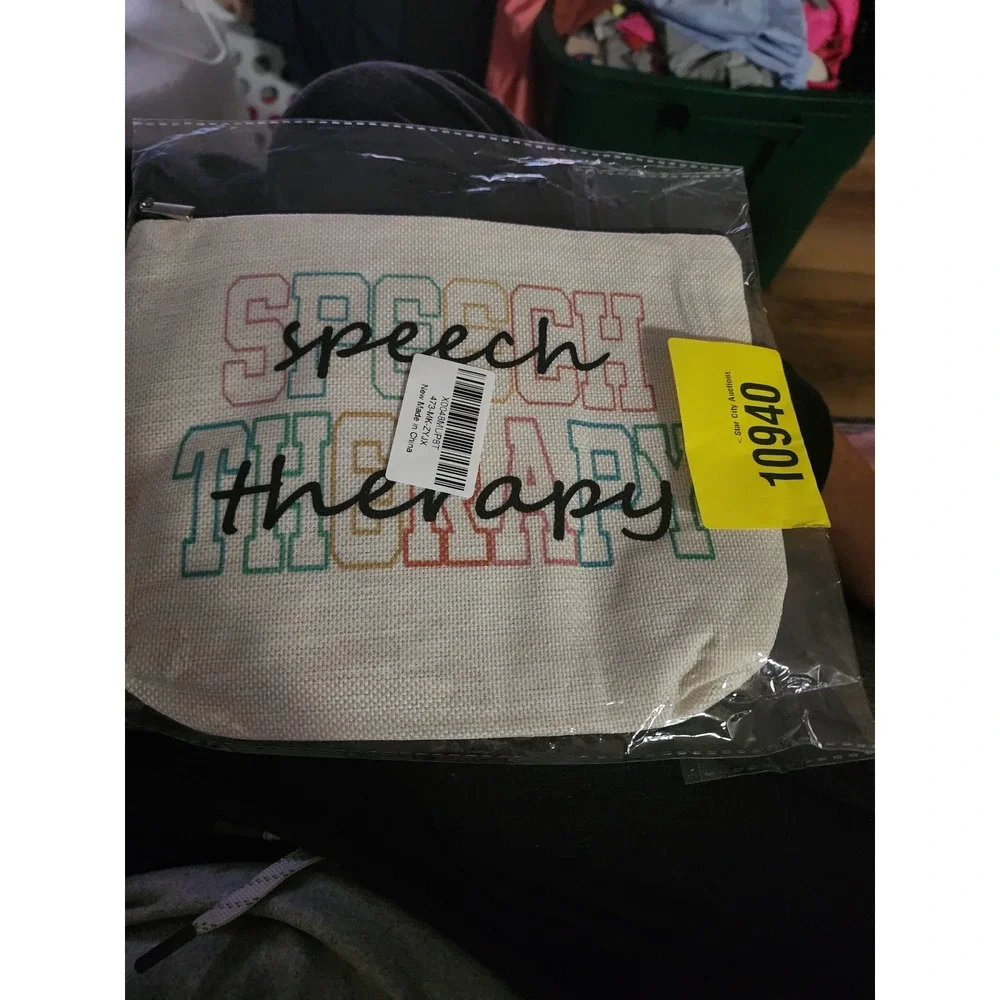 Speech Therapy Canvas Makeup Bag SLP Gift Pouch Cosmetic Travel Case Cream